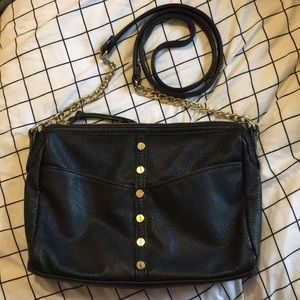Vegan Leather Black Gold Studded Crossbody